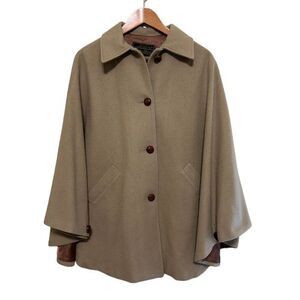 VTG CC Filson Eddie Bauer Wool Cape Coat Women Small Camel Brown Academia